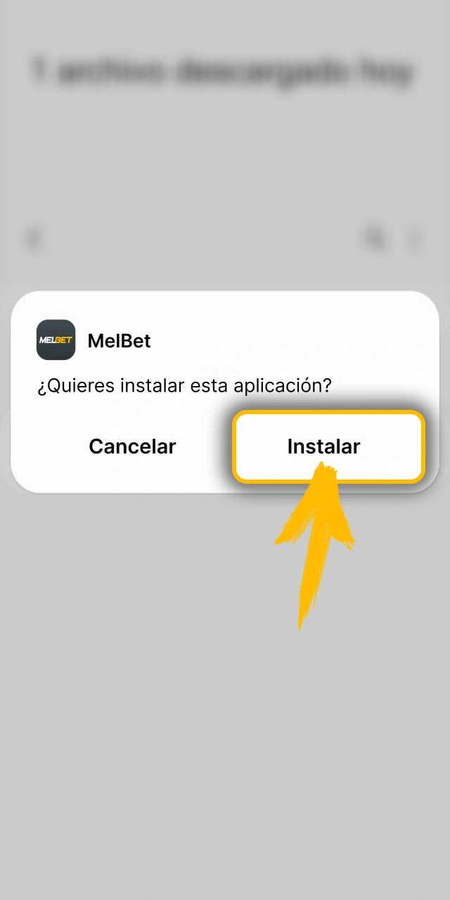 Inicia el proceso de instalación del APK de Melbet oficial.