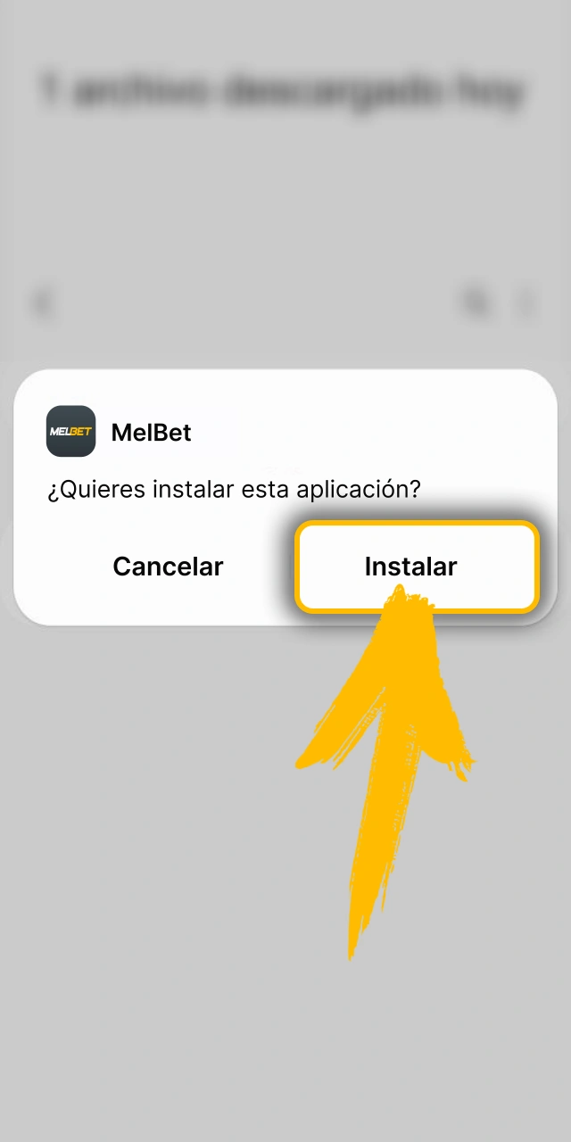 Inicia el proceso de instalación del APK de Melbet oficial.
