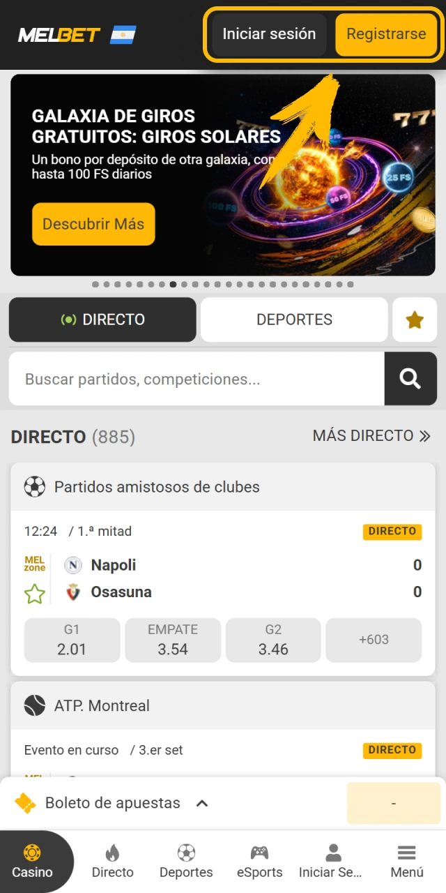 Abre la aplicación móvil para comenzar a jugar en Melbet oficial.