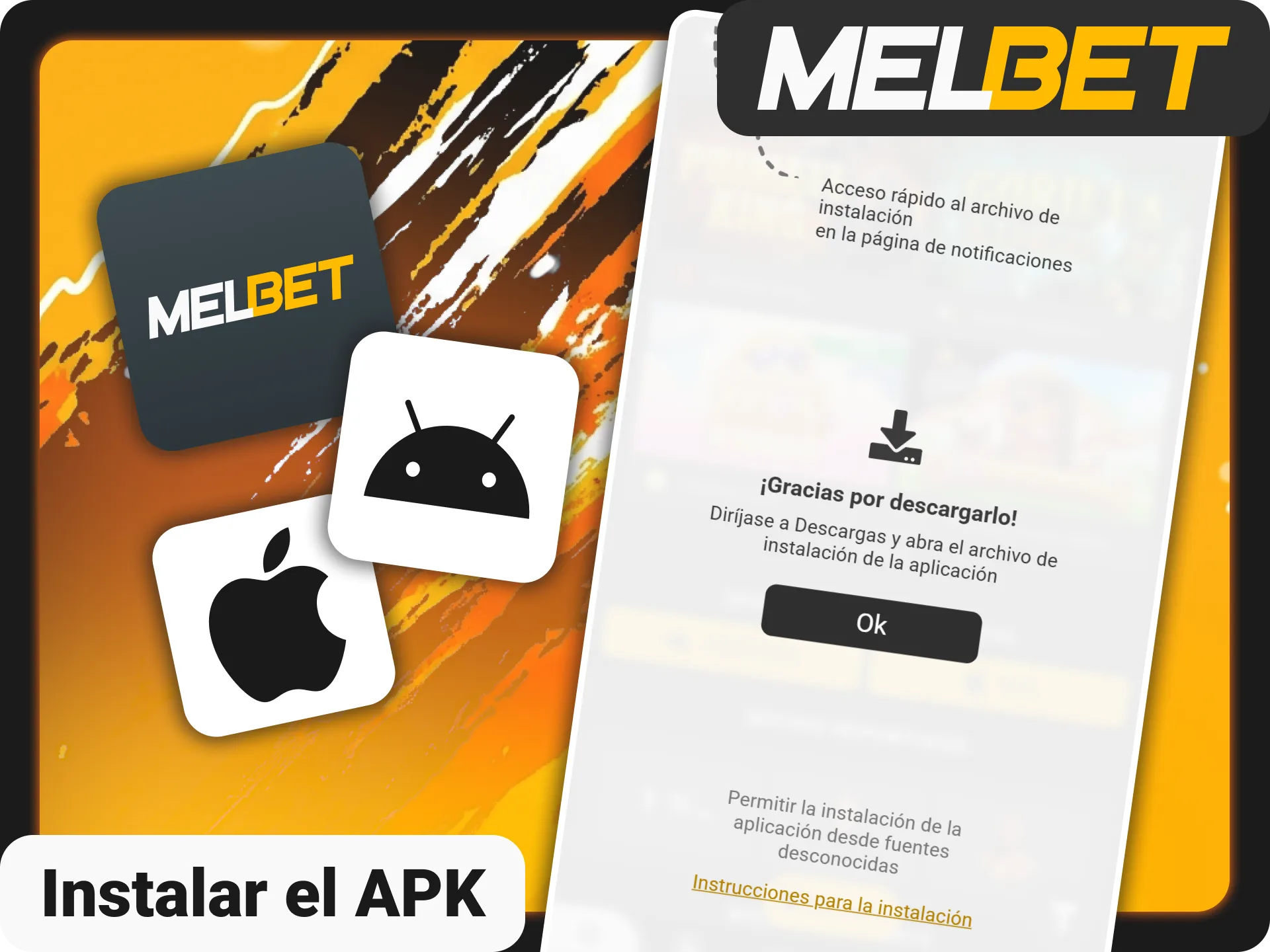 Sigue estos pasos para instalar el instalador de Melbet oficial.