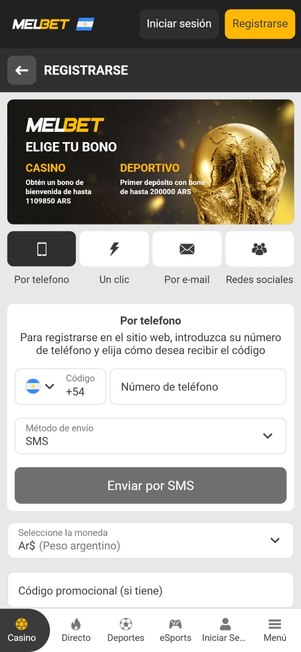 Registra tu nueva cuenta de usuario en Melbet oficial Argentina.