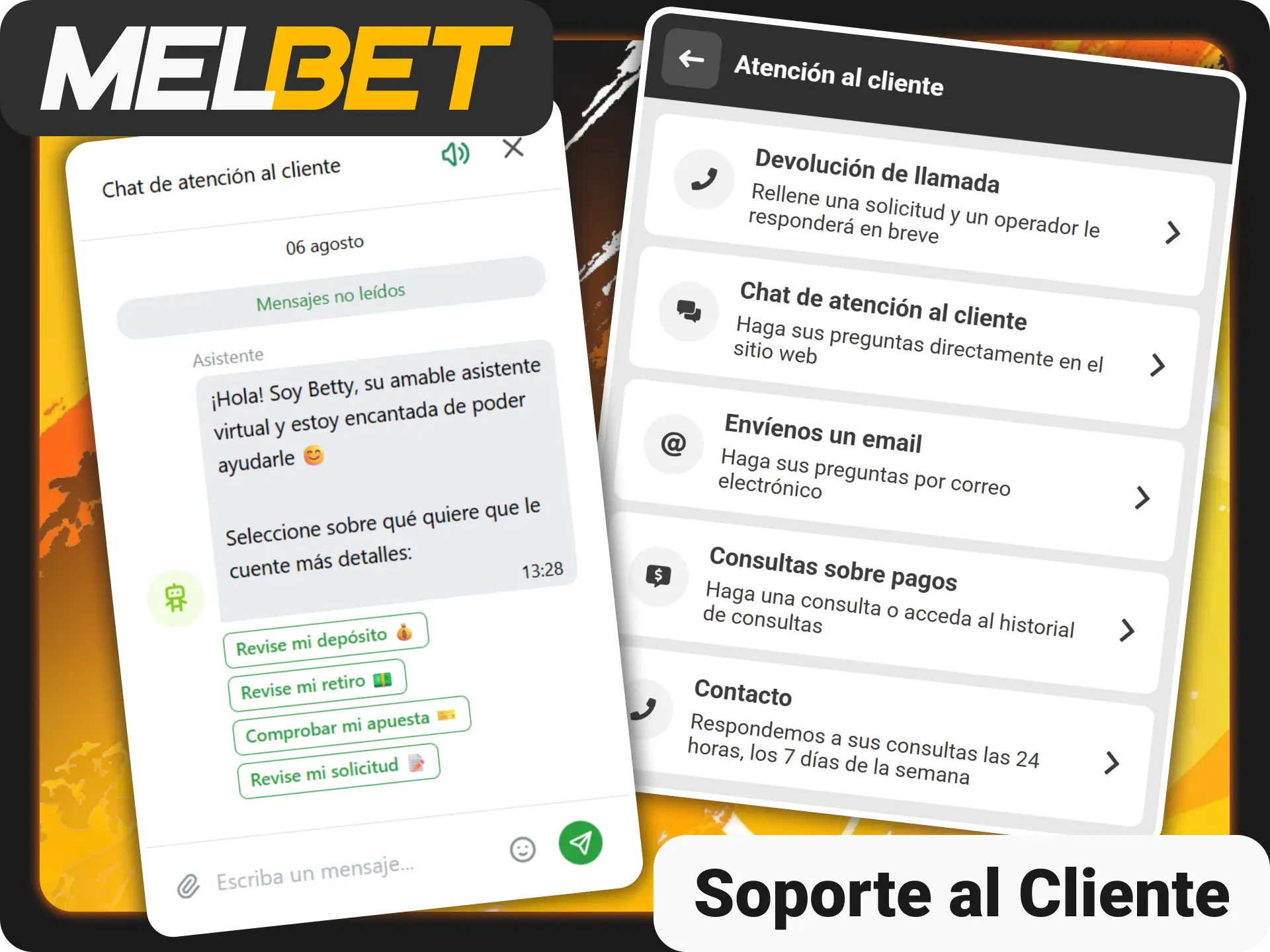 Contacta al servicio de atención al cliente de Melbet oficial.