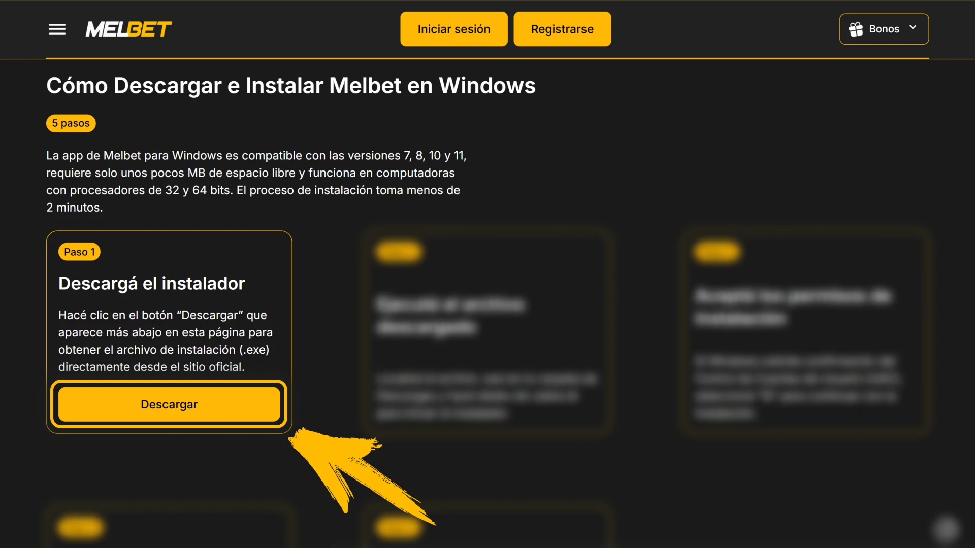 Haz clic para descargar el ejecutable en Melbet oficial Argentina.