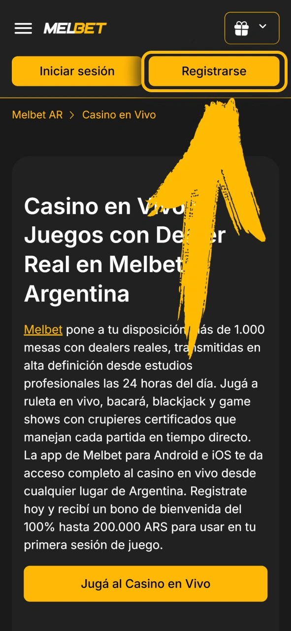 Crea tu cuenta de usuario fácilmente en Melbet oficial Argentina.