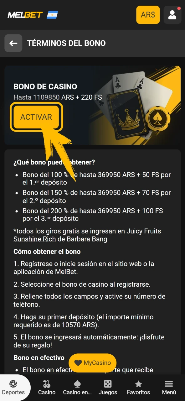 Activa tu bono de bienvenida para póker en Melbet oficial.