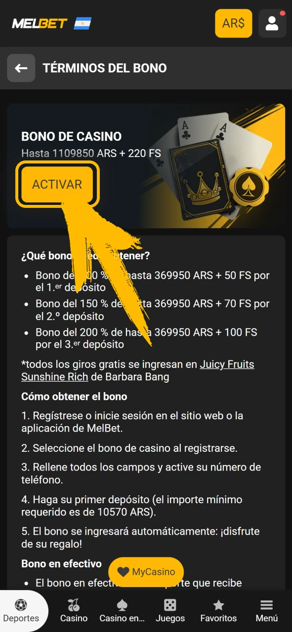 Activa tu bono de bienvenida para póker en Melbet oficial.