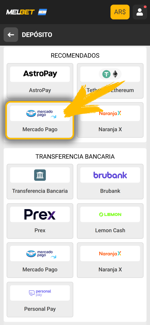 Deposita fondos en tu cuenta para jugar en Melbet oficial.