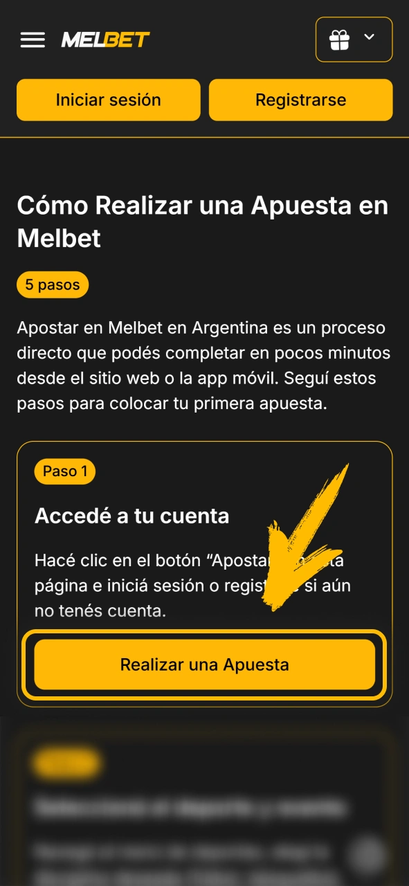 Entra a tu cuenta para apostar dentro de Melbet oficial.