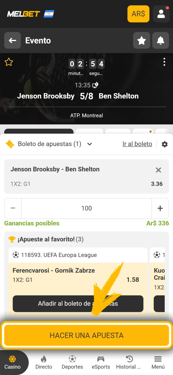Confirma tu boleto de apuestas fácilmente en Melbet oficial Argentina.