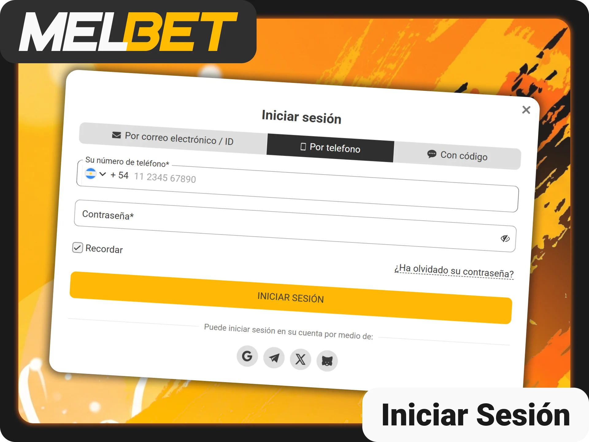 Accede a tu cuenta personal para jugar en Melbet oficial.