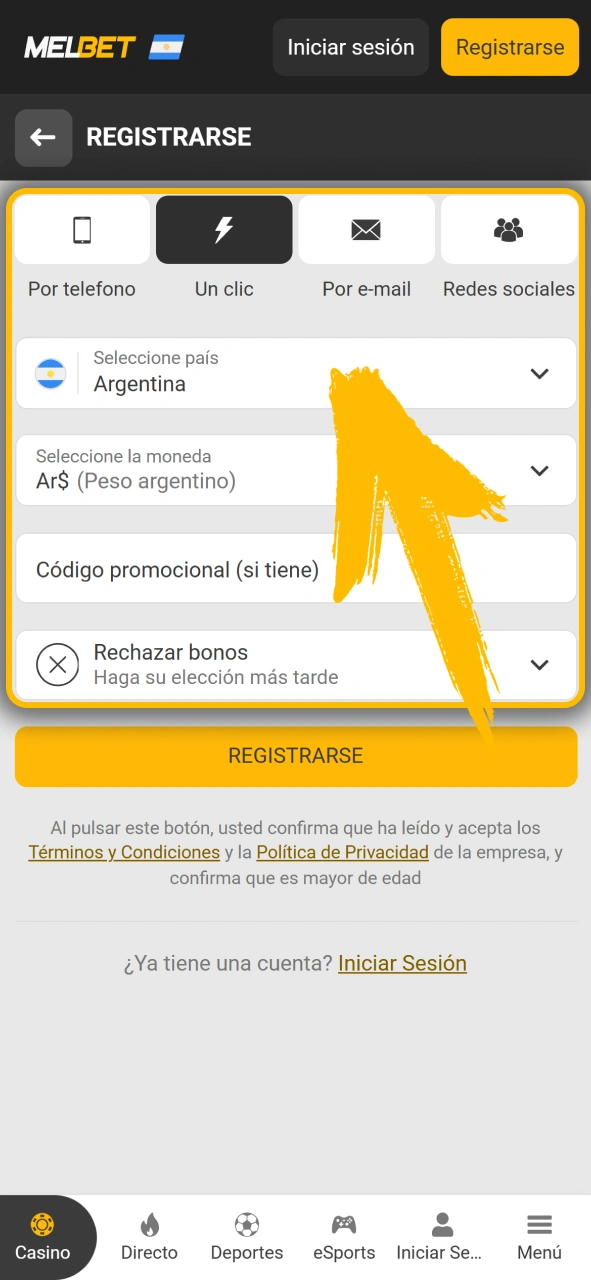 Crea tu cuenta de usuario fácilmente en Melbet oficial Argentina.