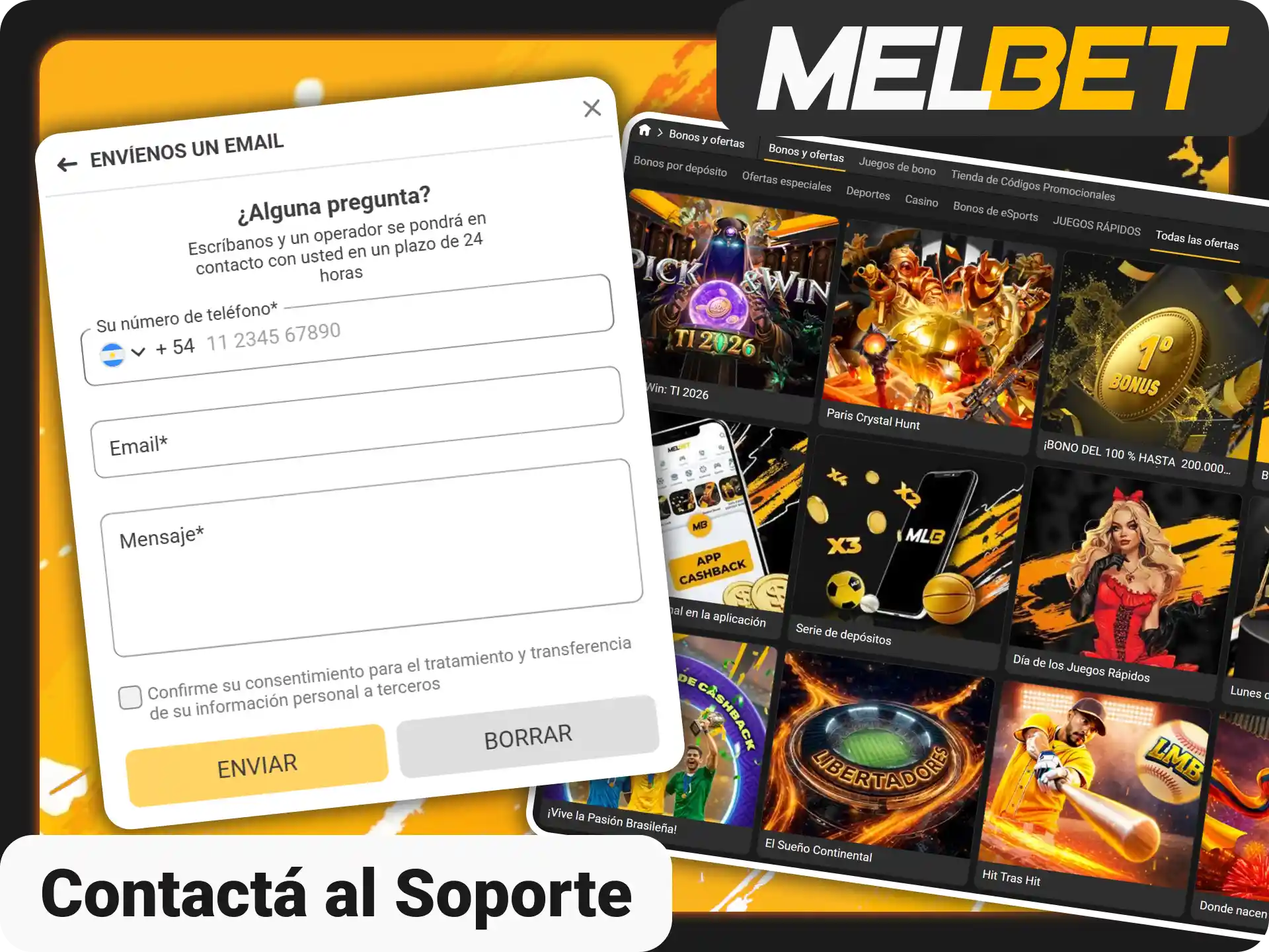 Contacta al servicio de soporte técnico de Melbet oficial Argentina.