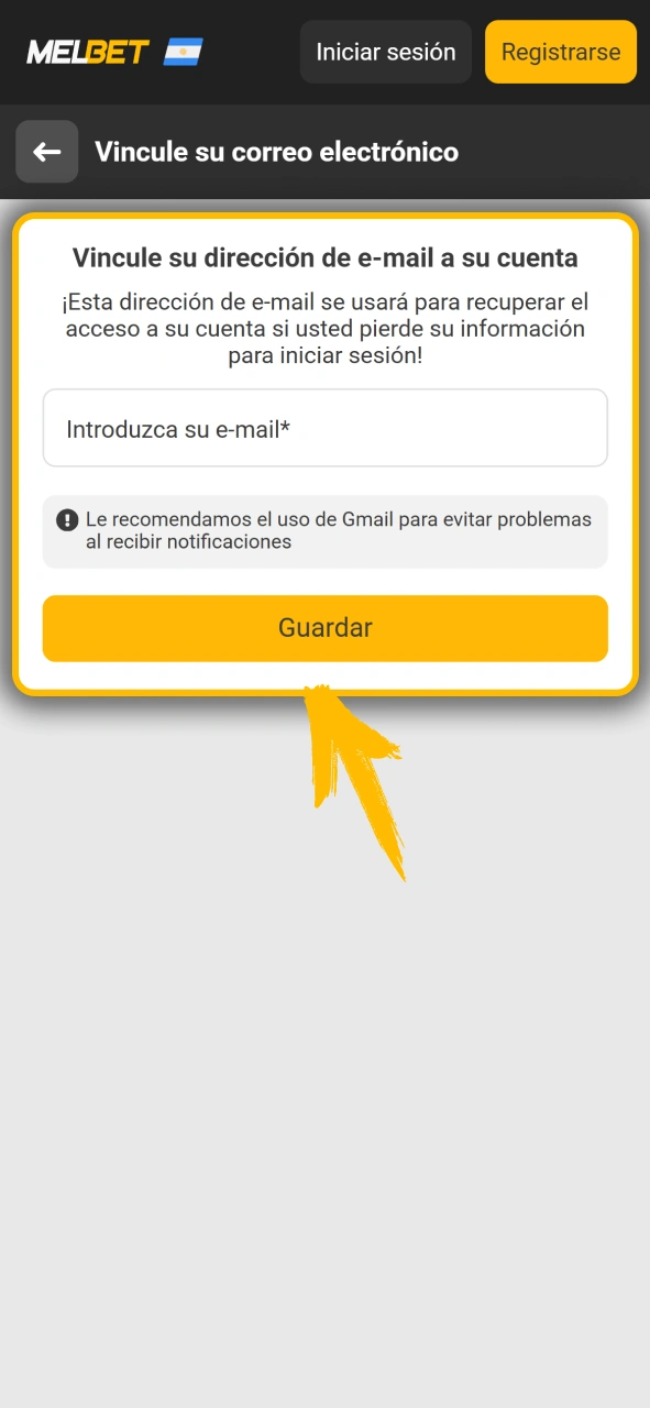 Ingresa el código recibido para activar tu cuenta Melbet oficial.