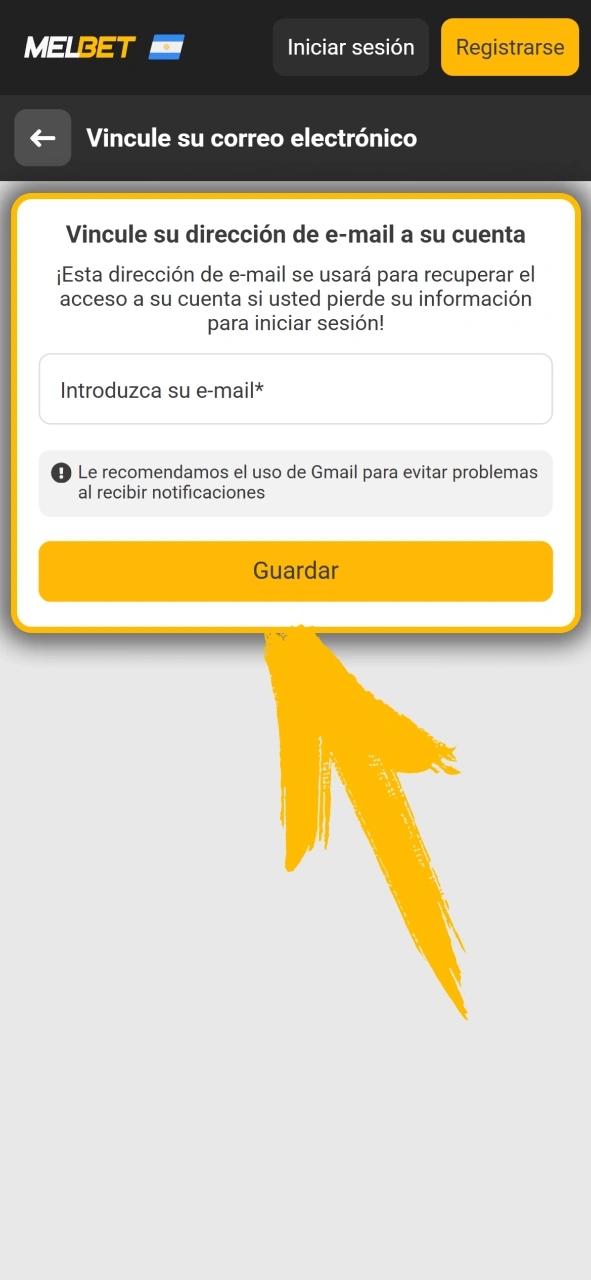 Ingresa el código recibido para activar tu cuenta Melbet oficial.