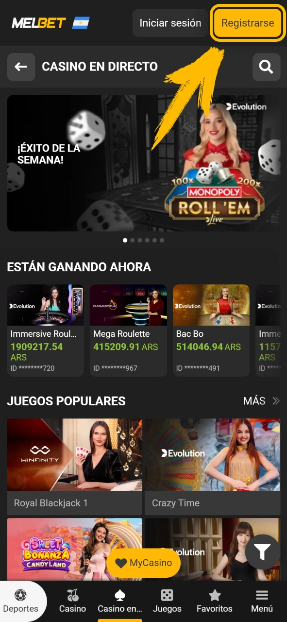 Crea tu cuenta de usuario fácilmente en Melbet oficial Argentina.