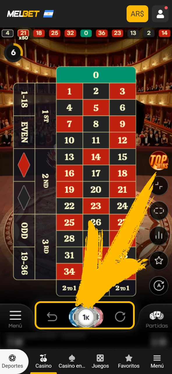 Realiza tus apuestas en la ruleta de Melbet oficial Argentina.