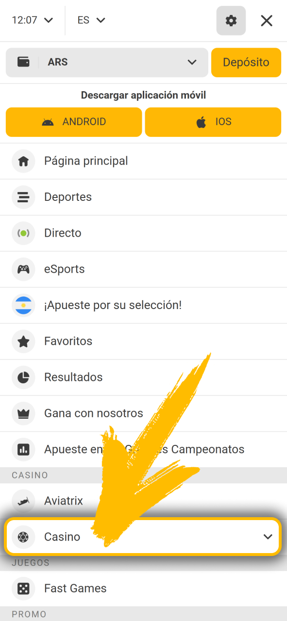 Entra a la sección principal del casino en Melbet oficial.